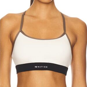 P.E Nation Signature Sports Bra in Whisper White & Walnut - size Medium